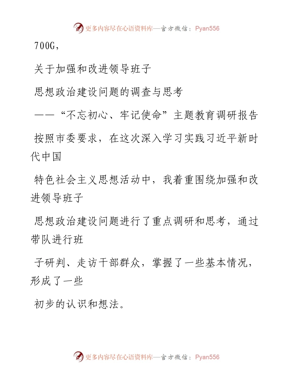 1009笔友分享不忘初心牢记使命主题教育调研报告.docx_第1页