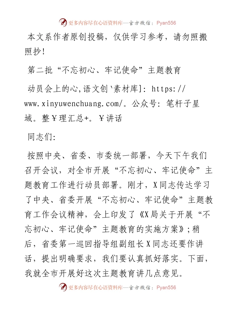 090206第二批不忘初心牢记使命主题教育动员会上的讲话.docx_第1页