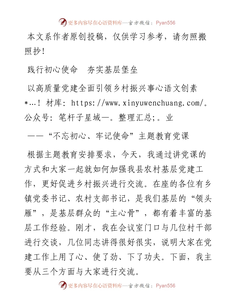 072707不忘初心牢记使命主题教育党课振兴乡村.docx_第1页