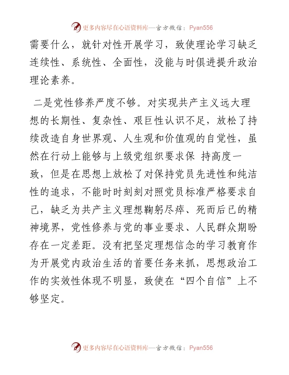 072906不忘初心牢记使命主题教育民主生活会对照检查材料.docx_第2页