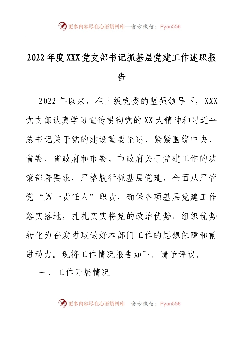 2022年度XXX党支部书记抓基层党建工作述职报告.docx_第1页