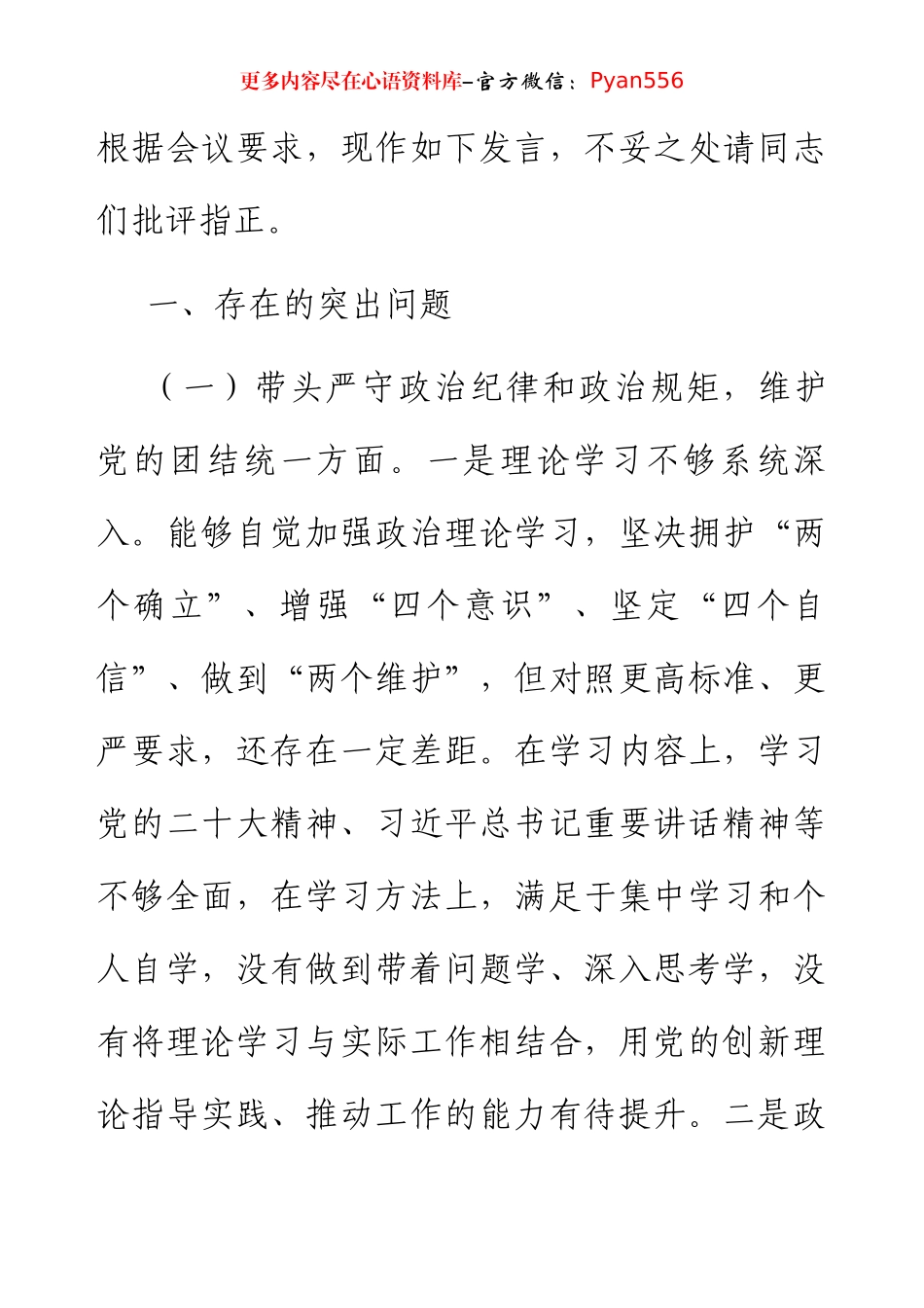 2024年度民主生活会“四个带头”对照检查发言材料（3496字）.docx_第2页