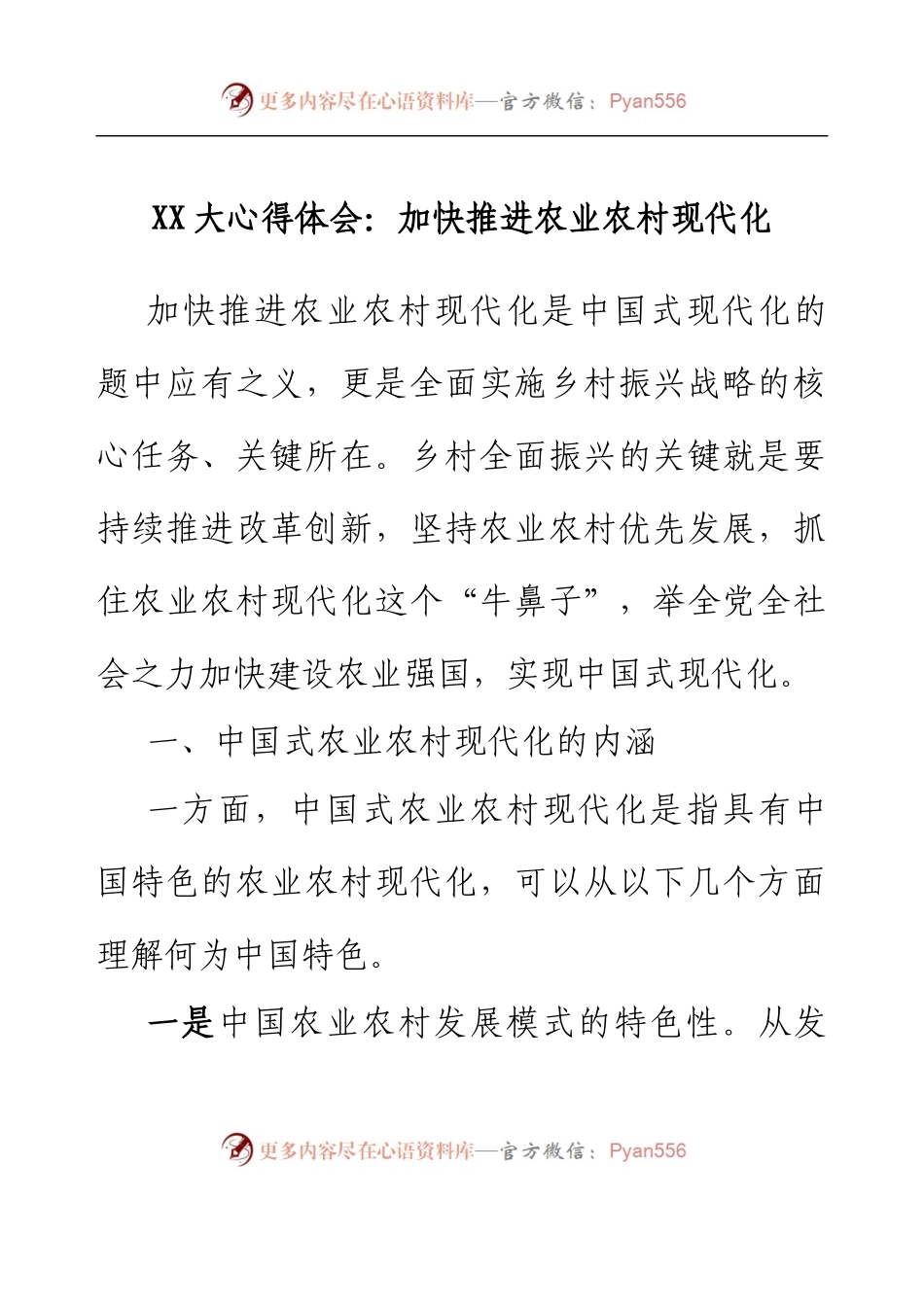 二十大心得体会：加快推进农业农村现代化.docx_第1页