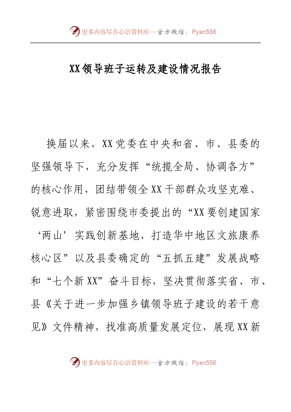 乡镇领导班子运转及建设情况报告.docx_第1页