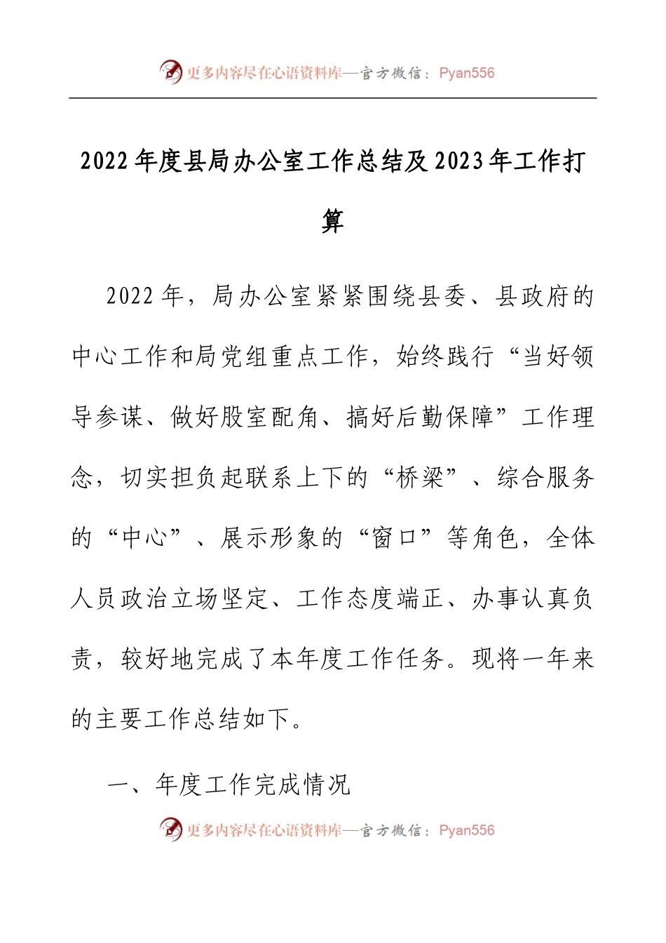 2022年度县局办公室工作总结及2023年工作打算.docx_第1页