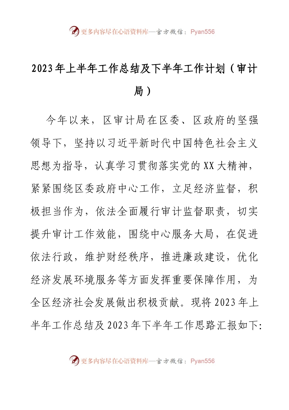 2023年上半年工作总结及下半年工作计划（审计局）.docx_第1页