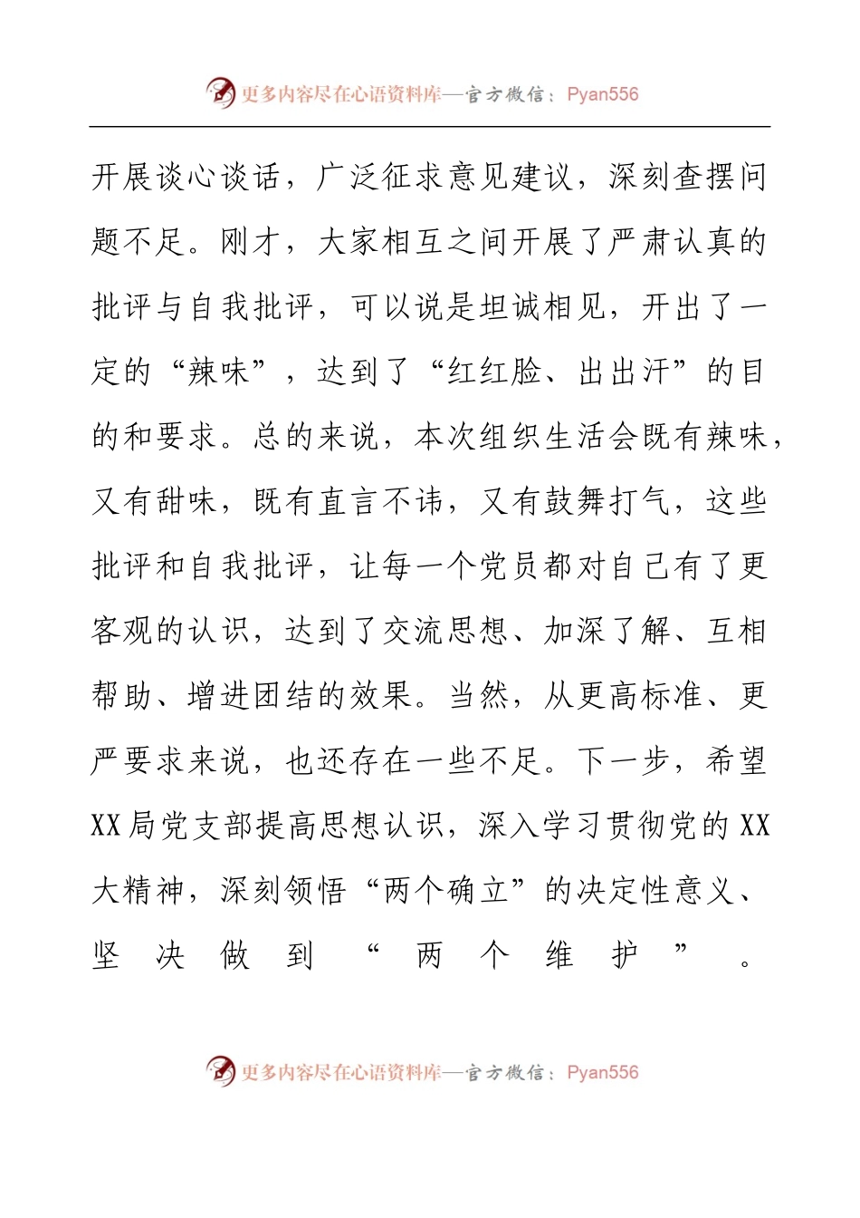 2022年度在党支部组织生活会和组织评议党员大会上的点评讲话.docx_第2页