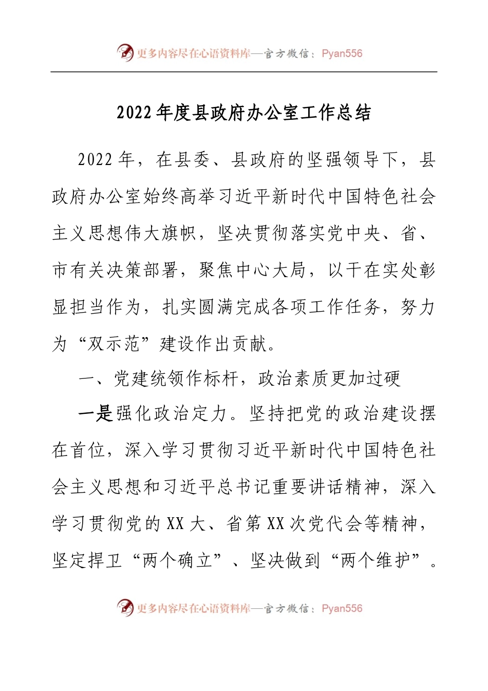2022年度县政府办公室工作总结.docx_第1页
