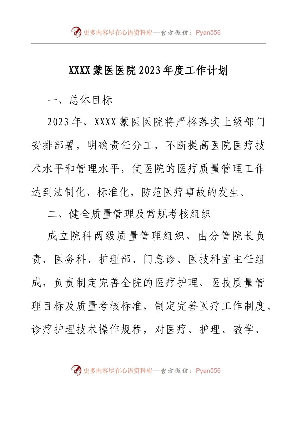 xxx医院2023年度工作计划.docx_第1页