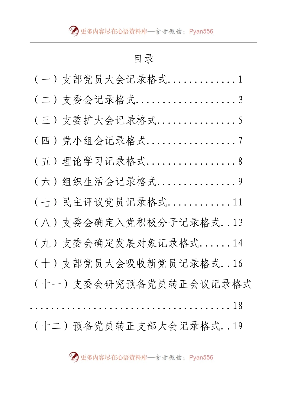 党支部17种会议记录格式.docx_第1页