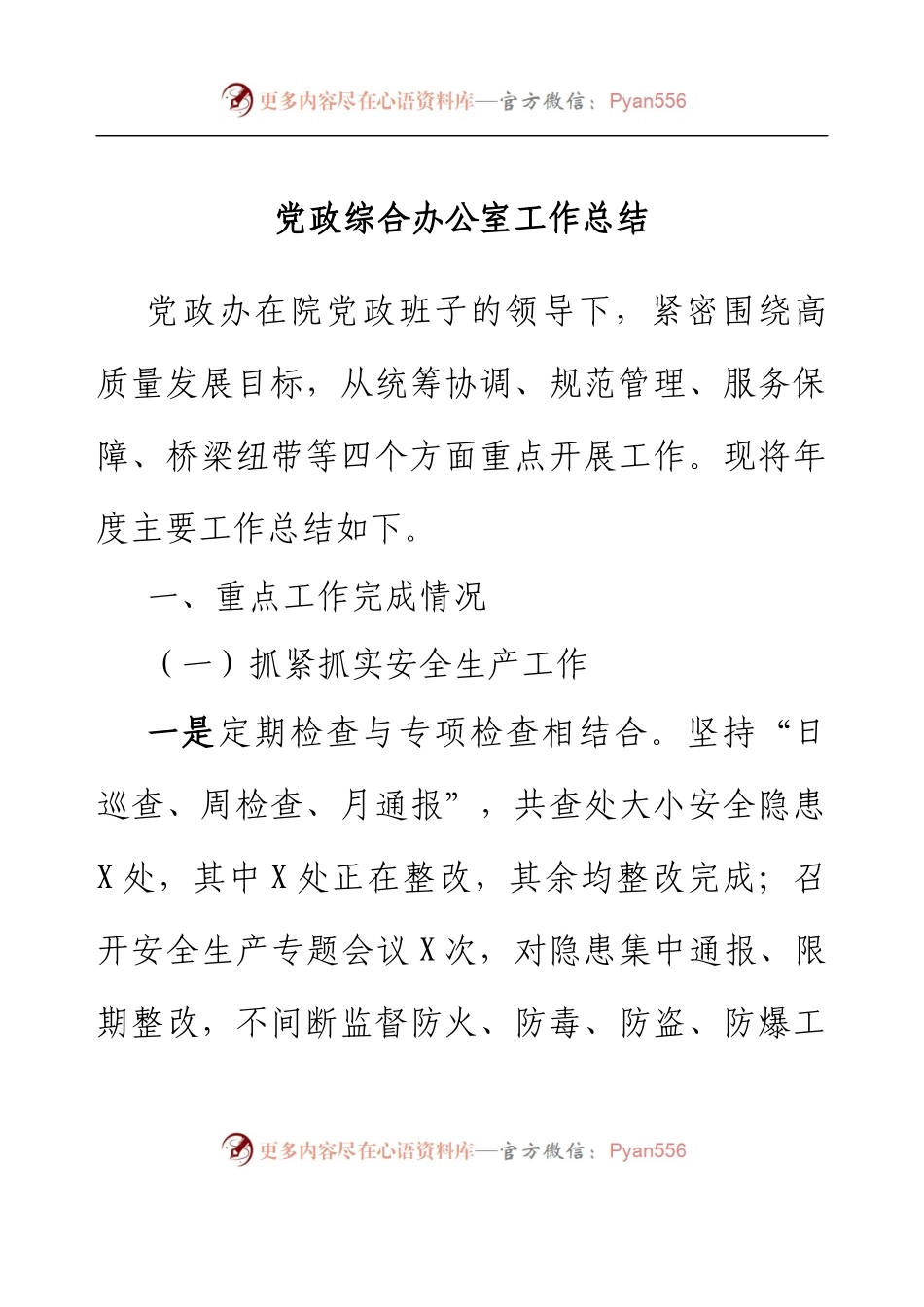 党政综合办公室工作总结.docx_第1页