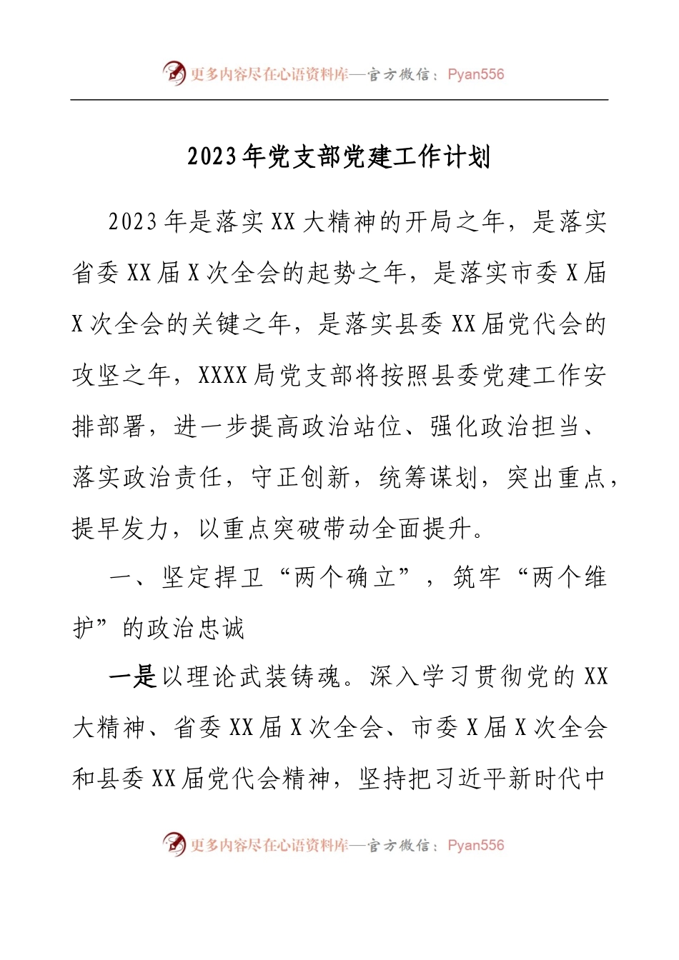 2023年党支部党建工作计划.docx_第1页