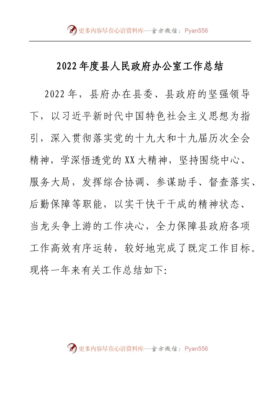 2022年度县人民政府办公室工作总结.docx_第1页