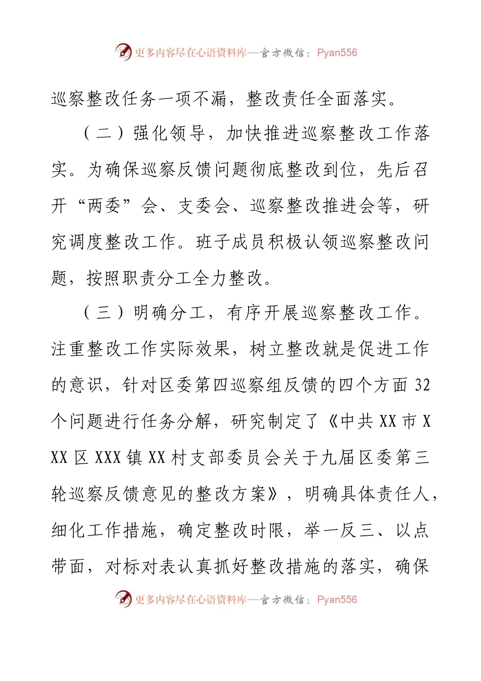 XX村党支部关于X届区委第X轮巡察整改进展情况的报告.docx_第2页
