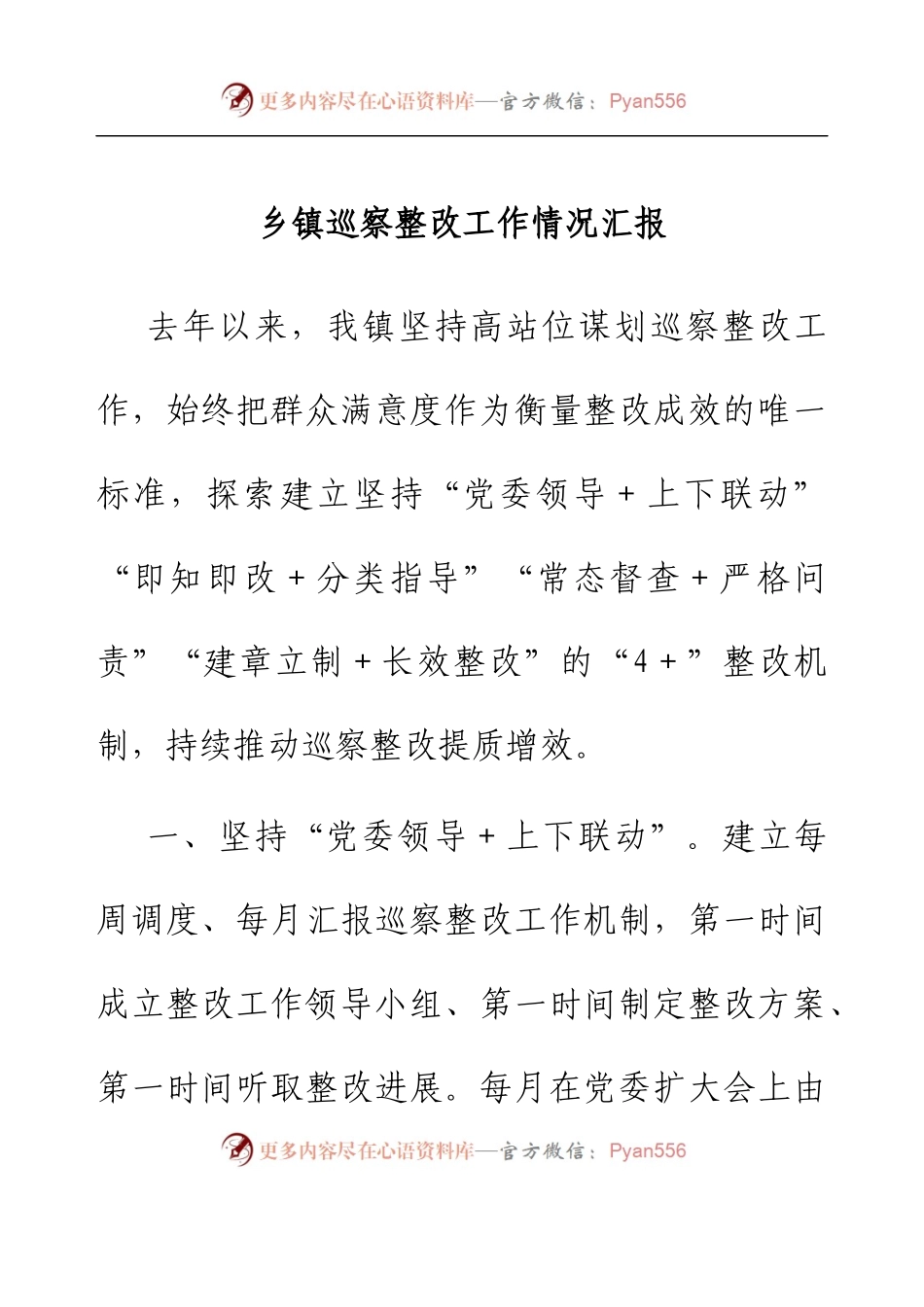 乡镇巡察整改工作情况汇报.docx_第1页