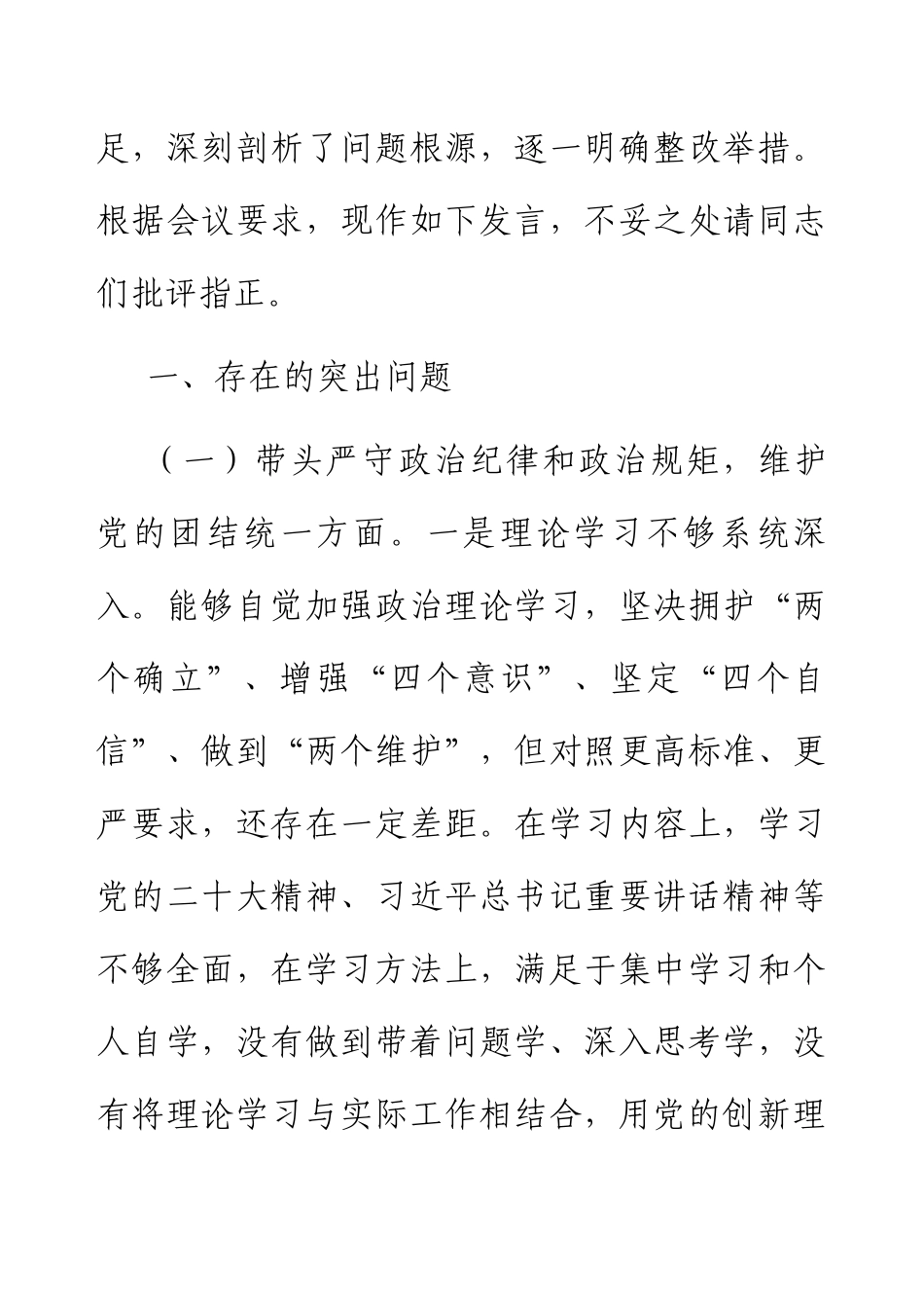 2024年度民主生活会“四个带头”对照检查发言材料.docx_第2页