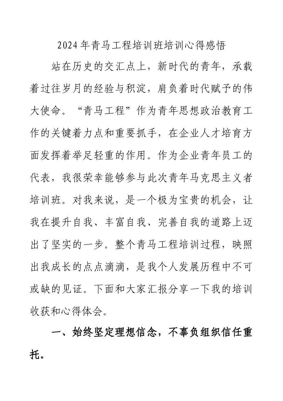2024年青马工程培训班培训心得感悟.docx_第1页