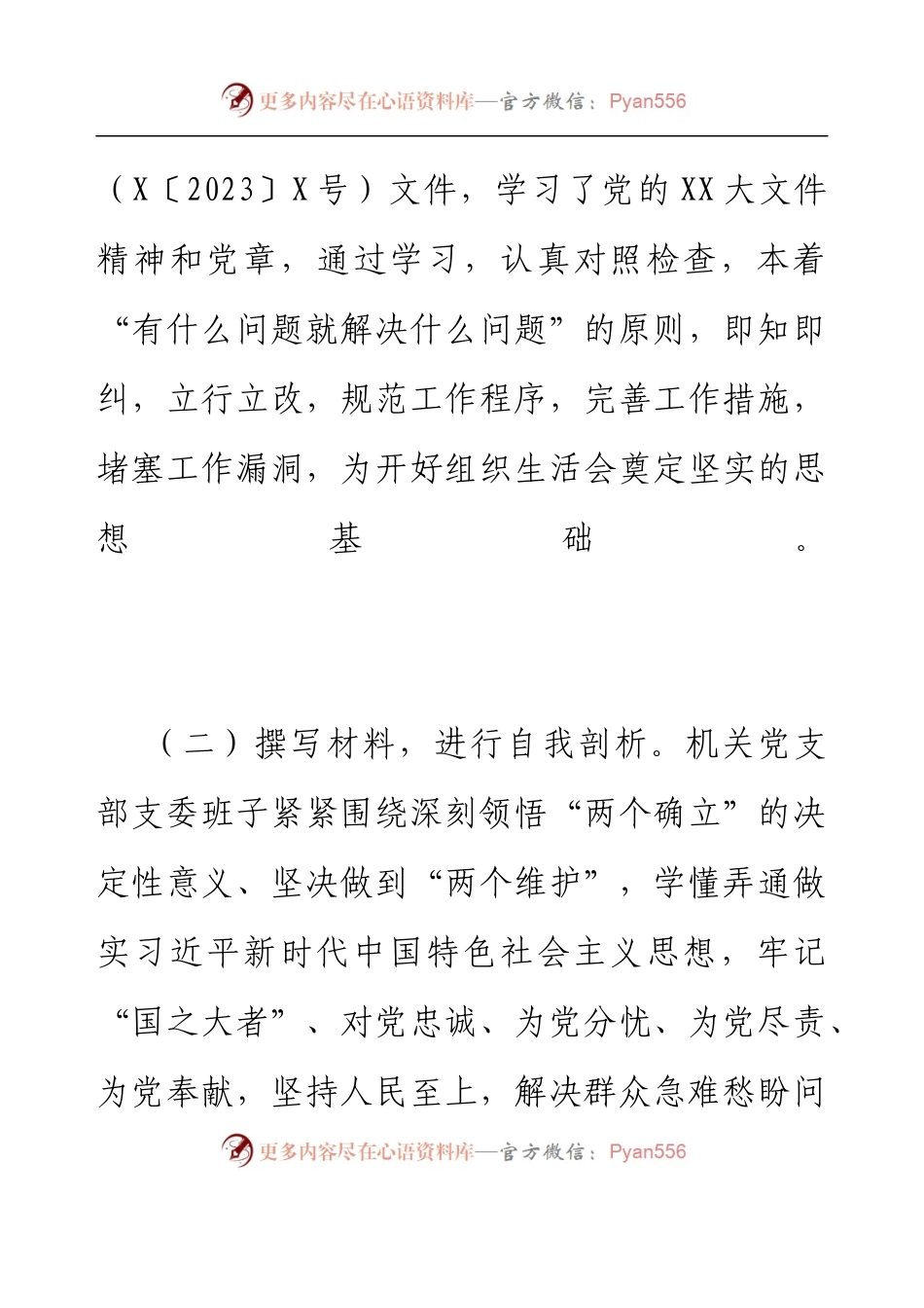 XX区财政局机关党支部2022年度组织生活会和开展民主评议党员工作情况报告.docx_第2页