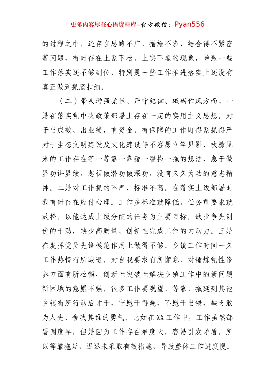乡镇长2024年民主生活会个人对照检查材料.docx_第2页