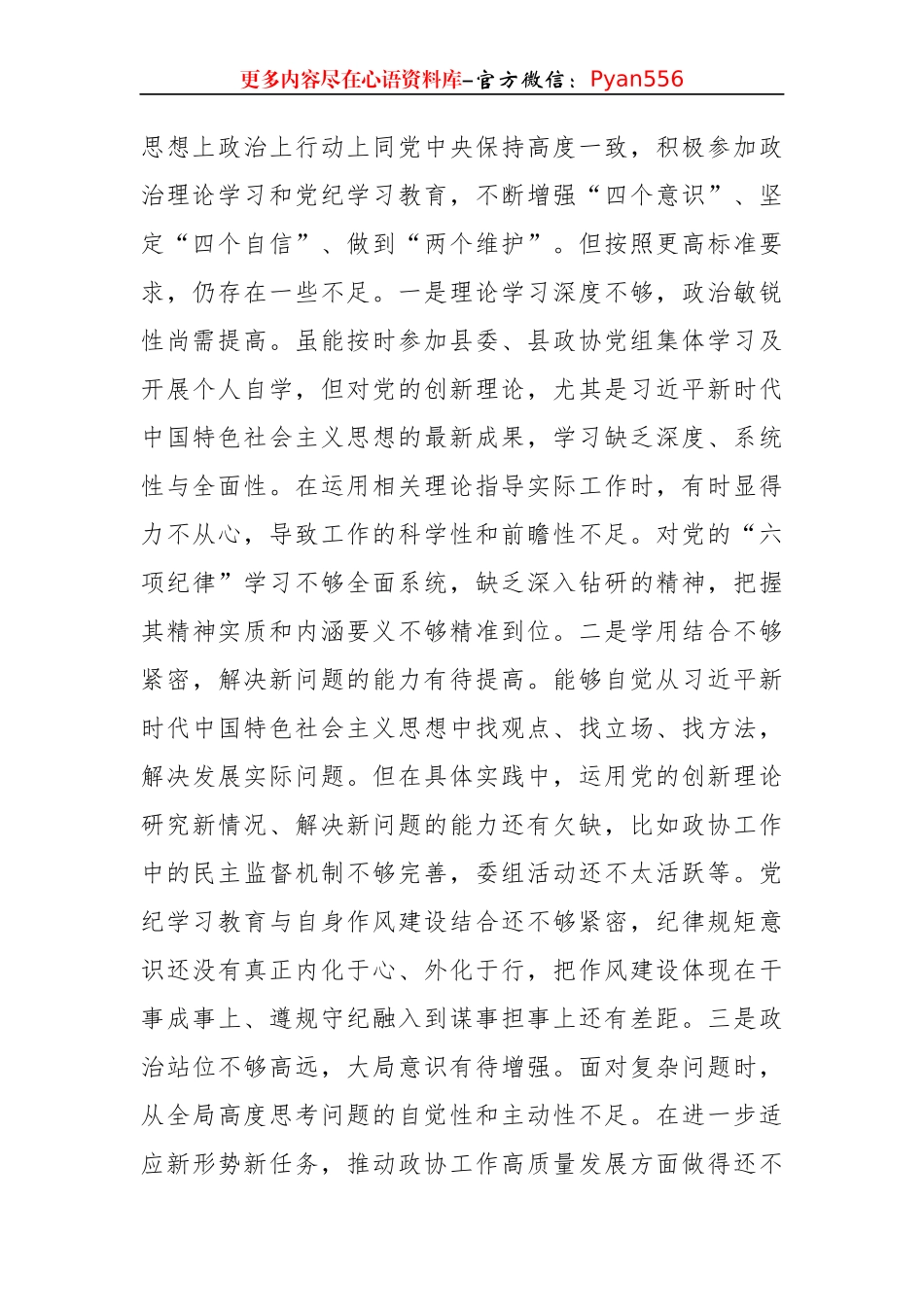 政协副主席2024年度民主生活会“四个带头”个人对照检查材料（4651字）.docx_第2页