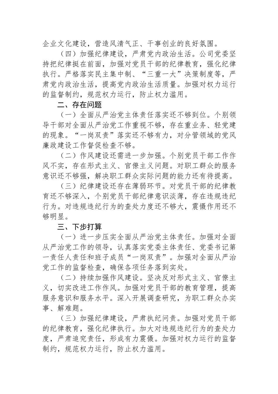 国企集团公司党委2024年全面从严治党工作报告.docx_第2页