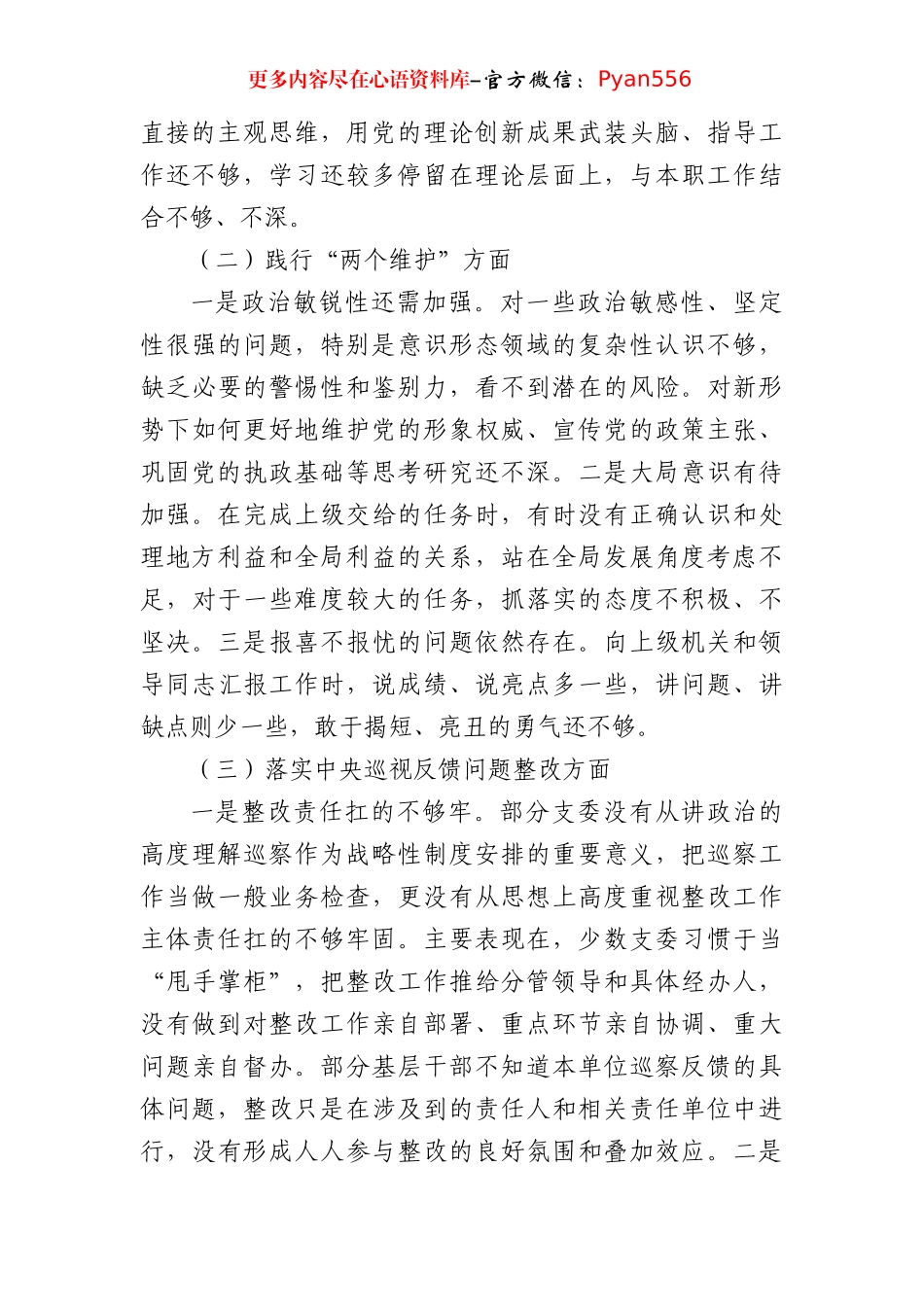 2024年党支部班子巡视巡察工作专题民主生活会对照检查材料（3351字）.docx_第2页