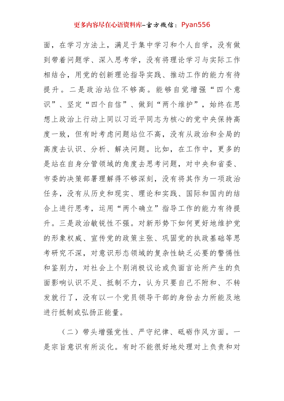 2024年度民主生活会“四个带头”对照检查发言材料（3496字）.docx_第2页