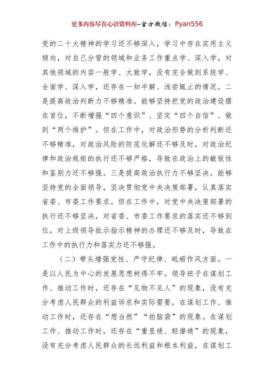 2024年度民主生活会领导班子“四个带头”对照检查材料（3933字）.docx_第2页