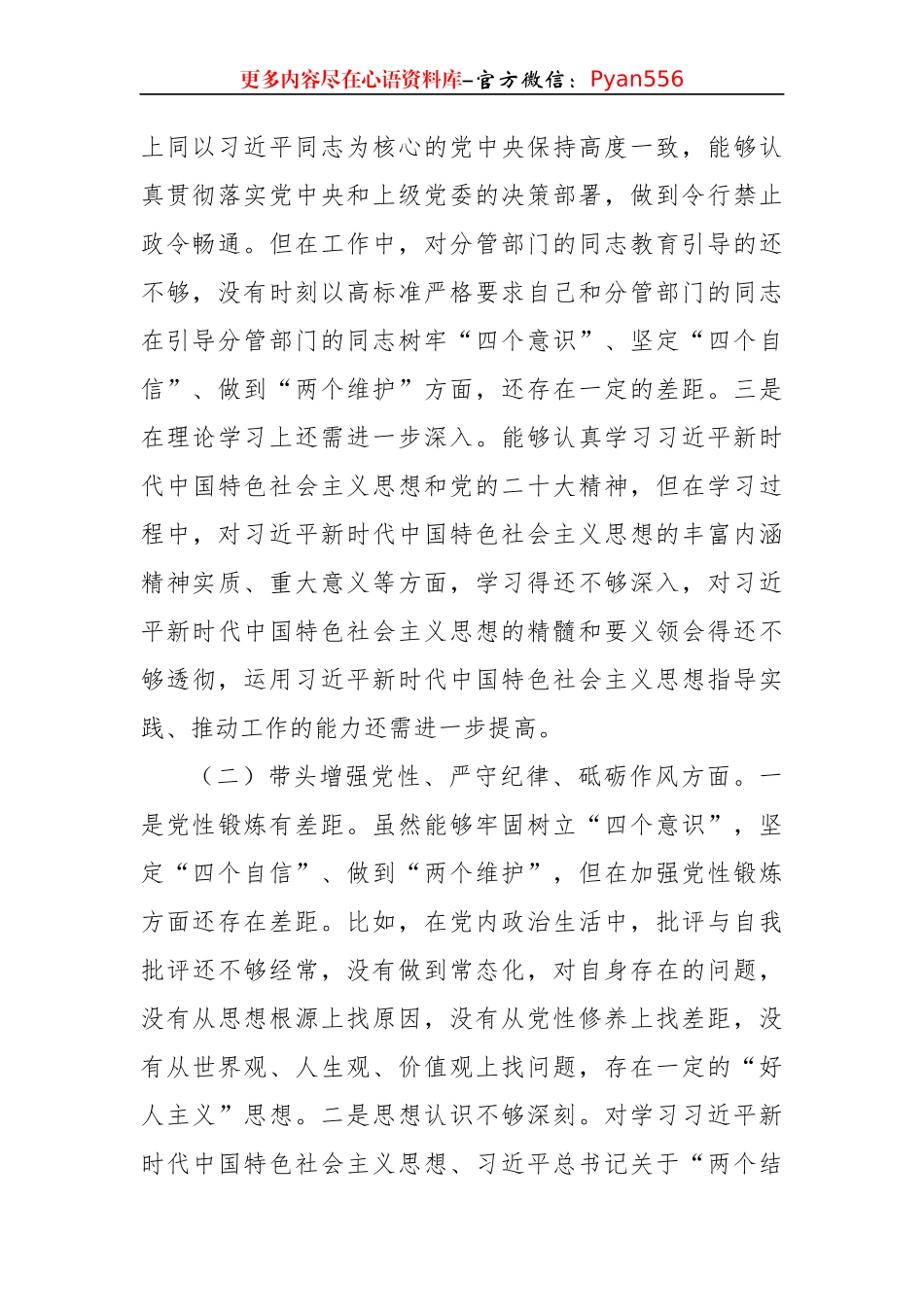 2024年民主生活会个人对照检查剖析材料（3968字）四个带头 履行意识形态工作责任制情况.docx_第2页