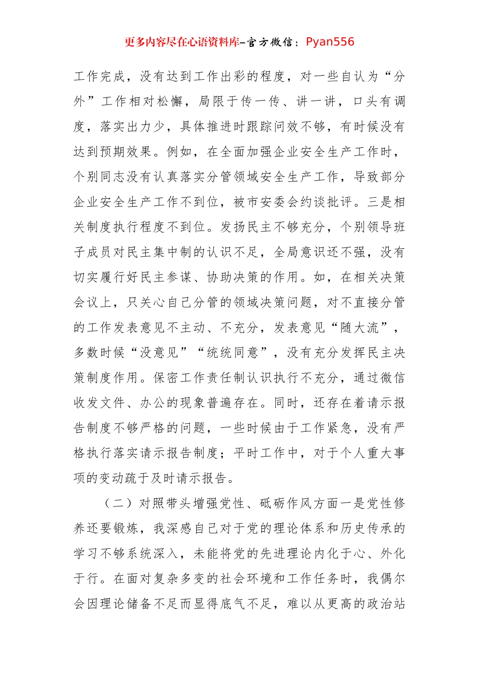 2024年民主生活会四个带头个人检查材料（4379字）含个人事项上级申报.docx_第2页