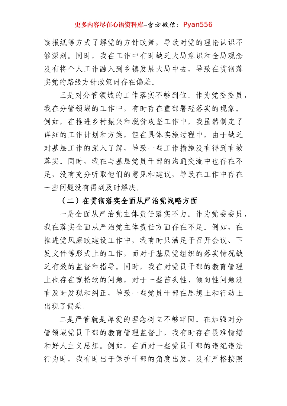 2024年乡镇党委委员巡视整改专题民主生活会个人对照检查材料（5032字）.docx_第2页