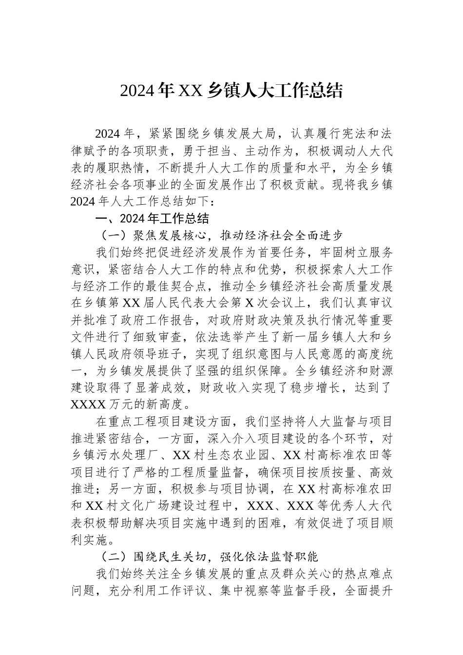 2024年XX乡镇人大工作总结.docx_第1页