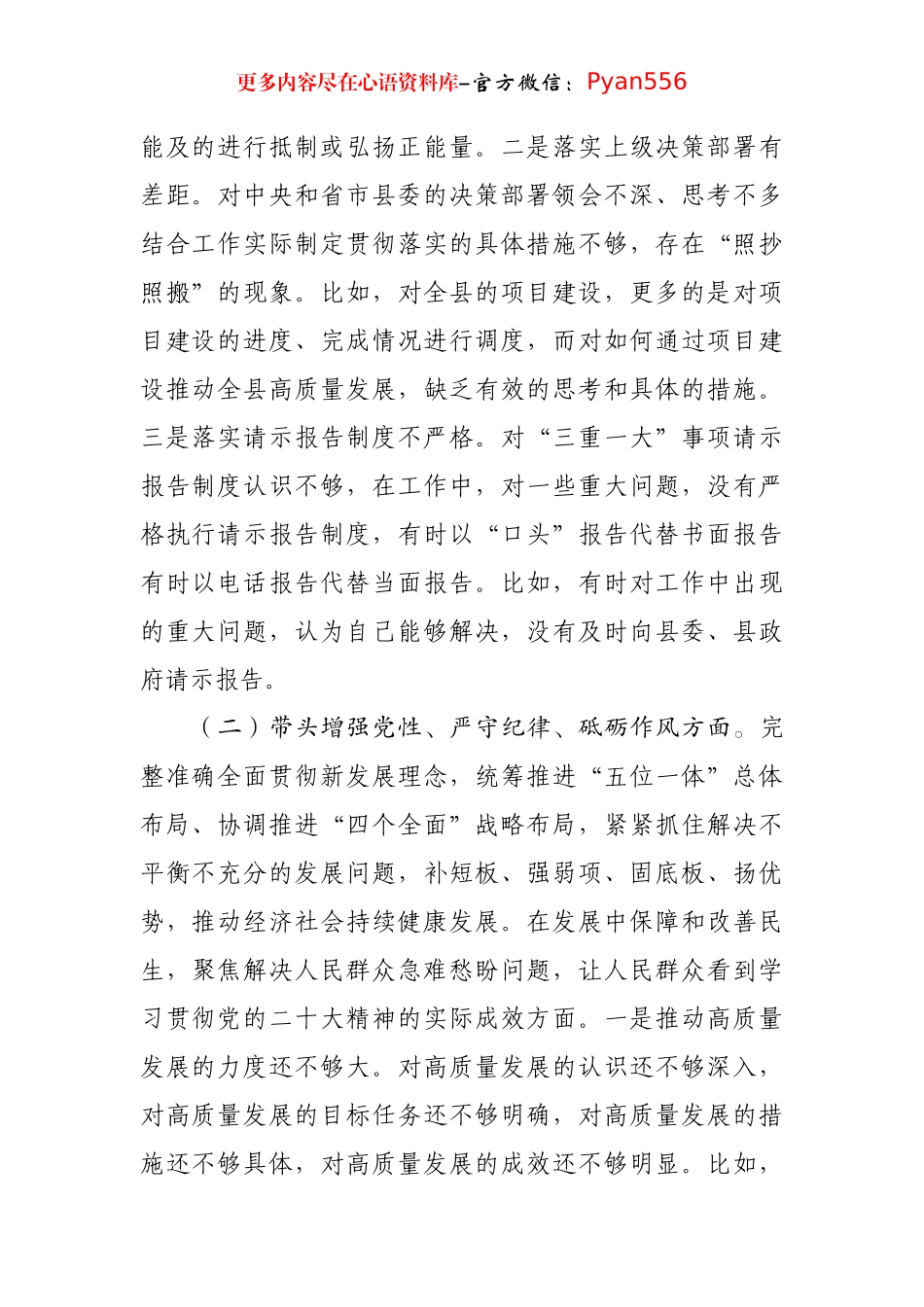 2024年班子成员民主生活会个人对照检查剖析材料.docx_第2页