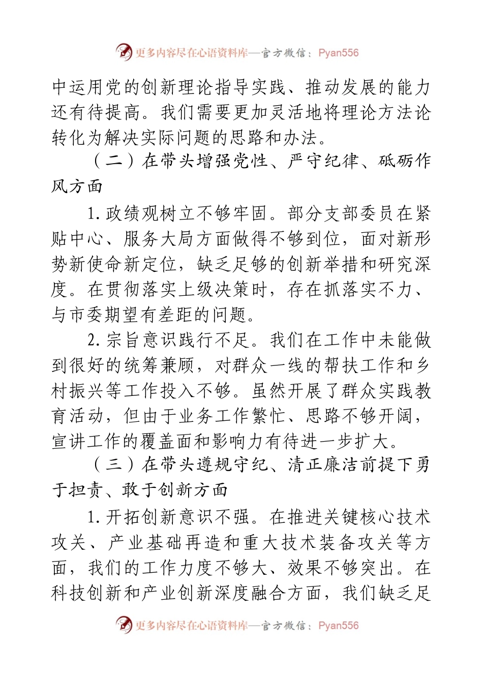 2024年度党支部组织生活会对照检查材料（四个带头）.docx_第2页