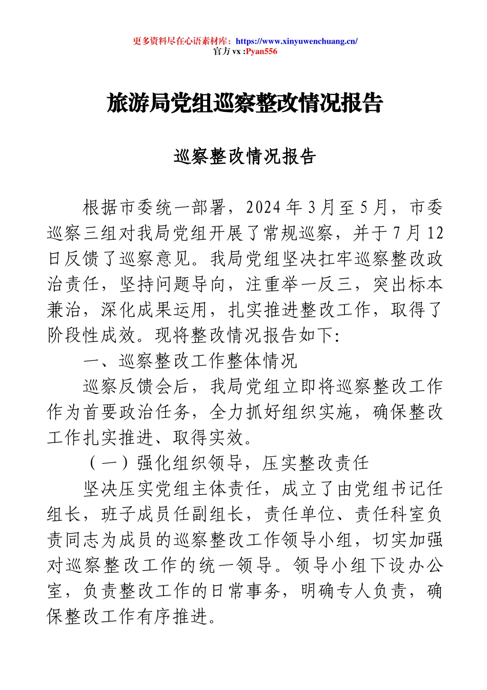旅游局党组巡察整改情况报告.docx_第1页