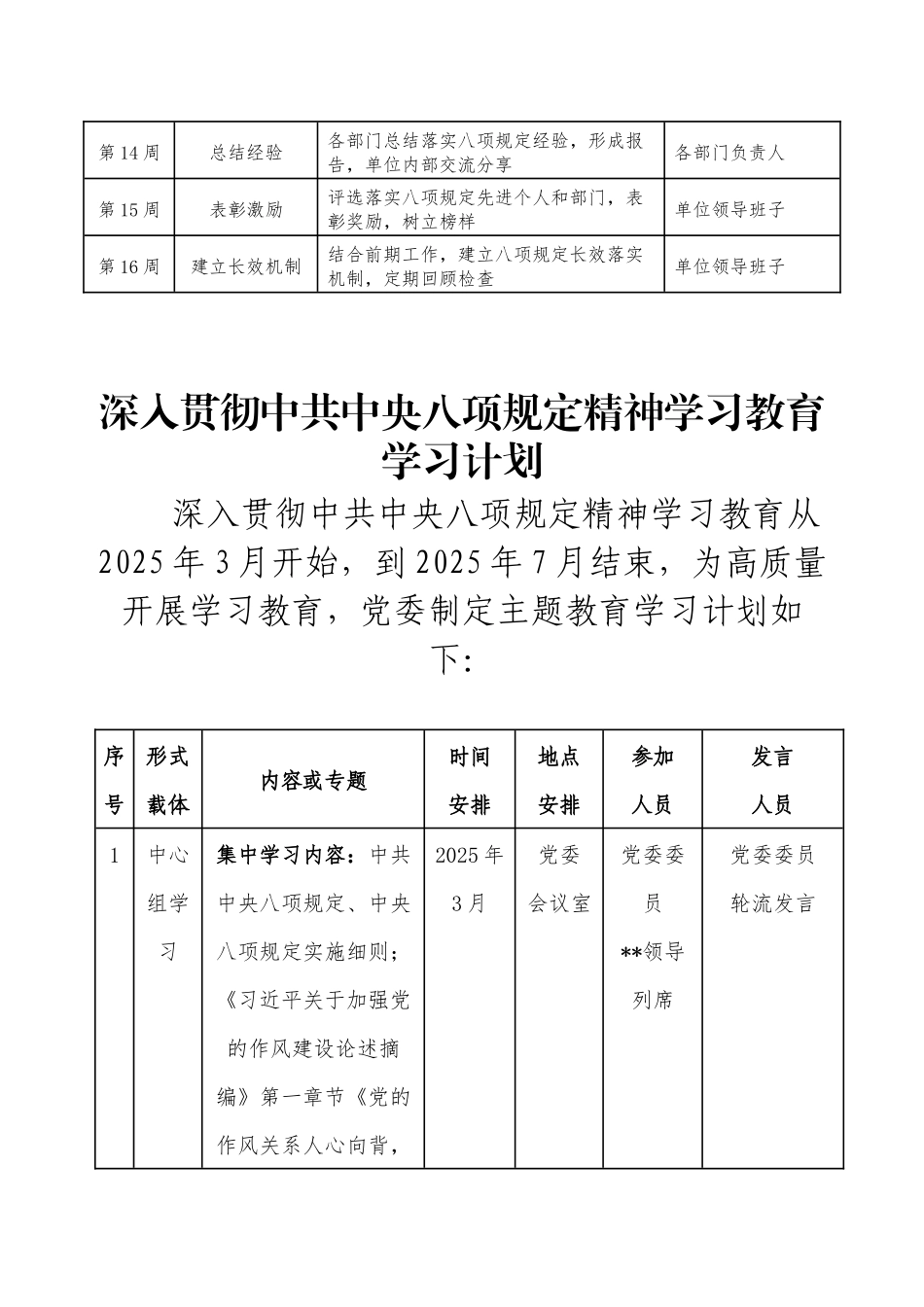 深入贯彻中央八项规定精神学习教育进度计划表.docx_第2页
