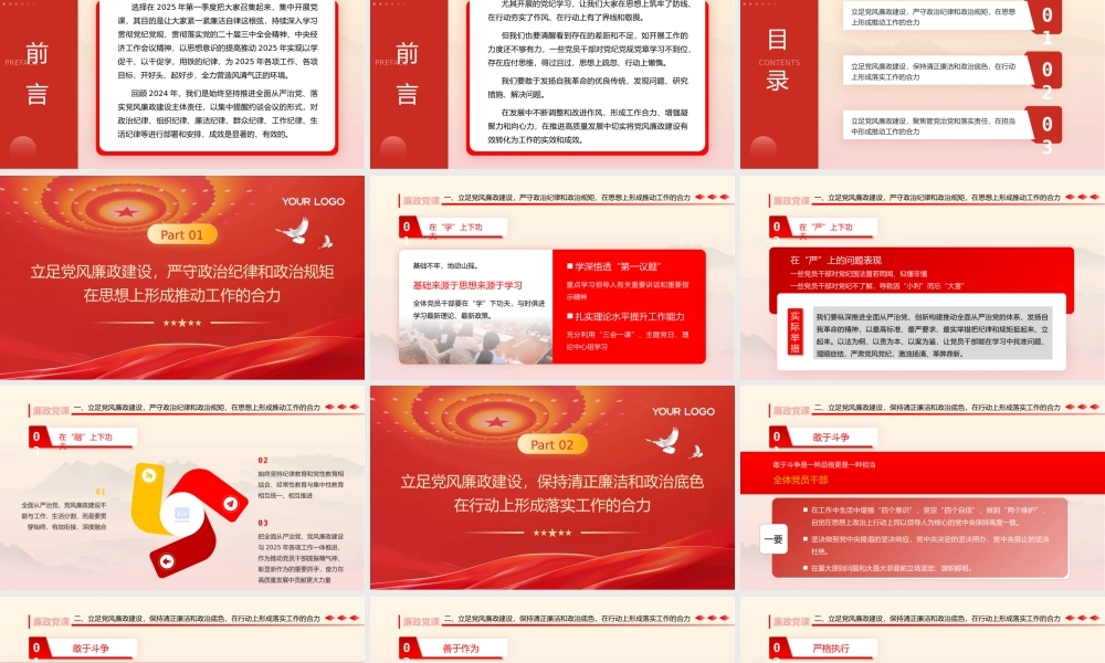 2025年第一季度党风廉政党课PPT：严明纪律、干在实处，为2025年开好头、起好步，提供风清气正的环境保障pptx.pptx