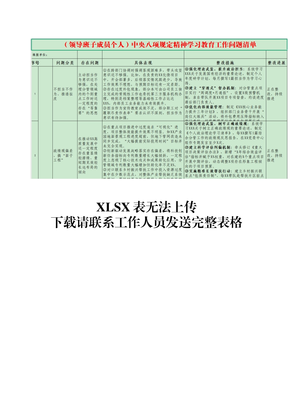 （领导班子成员个人）88工作问题清单.docx_第1页