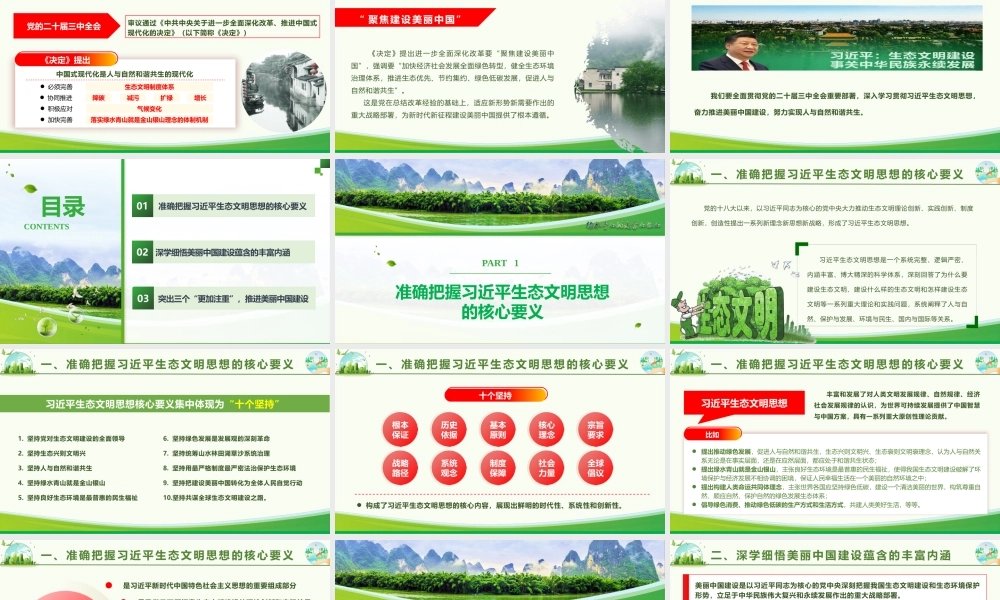 专题课件《学习贯彻习近平生态文明思想  全面推进建设美丽中国》.pptx