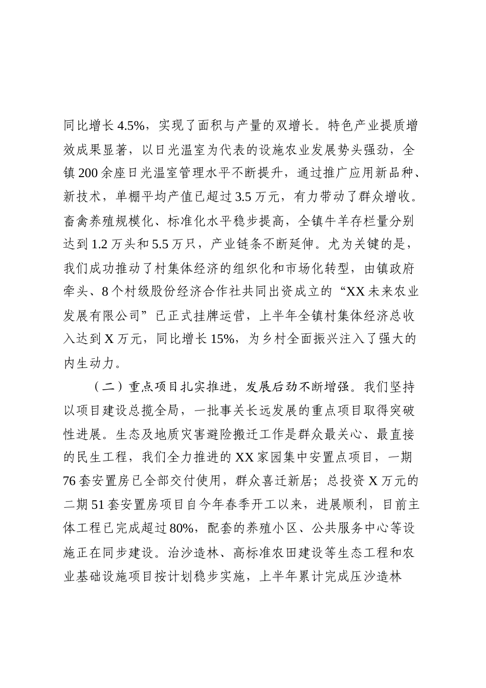 在XX镇2025年上半年工作总结暨下半年重点工作部署会议上的讲话.docx_第2页