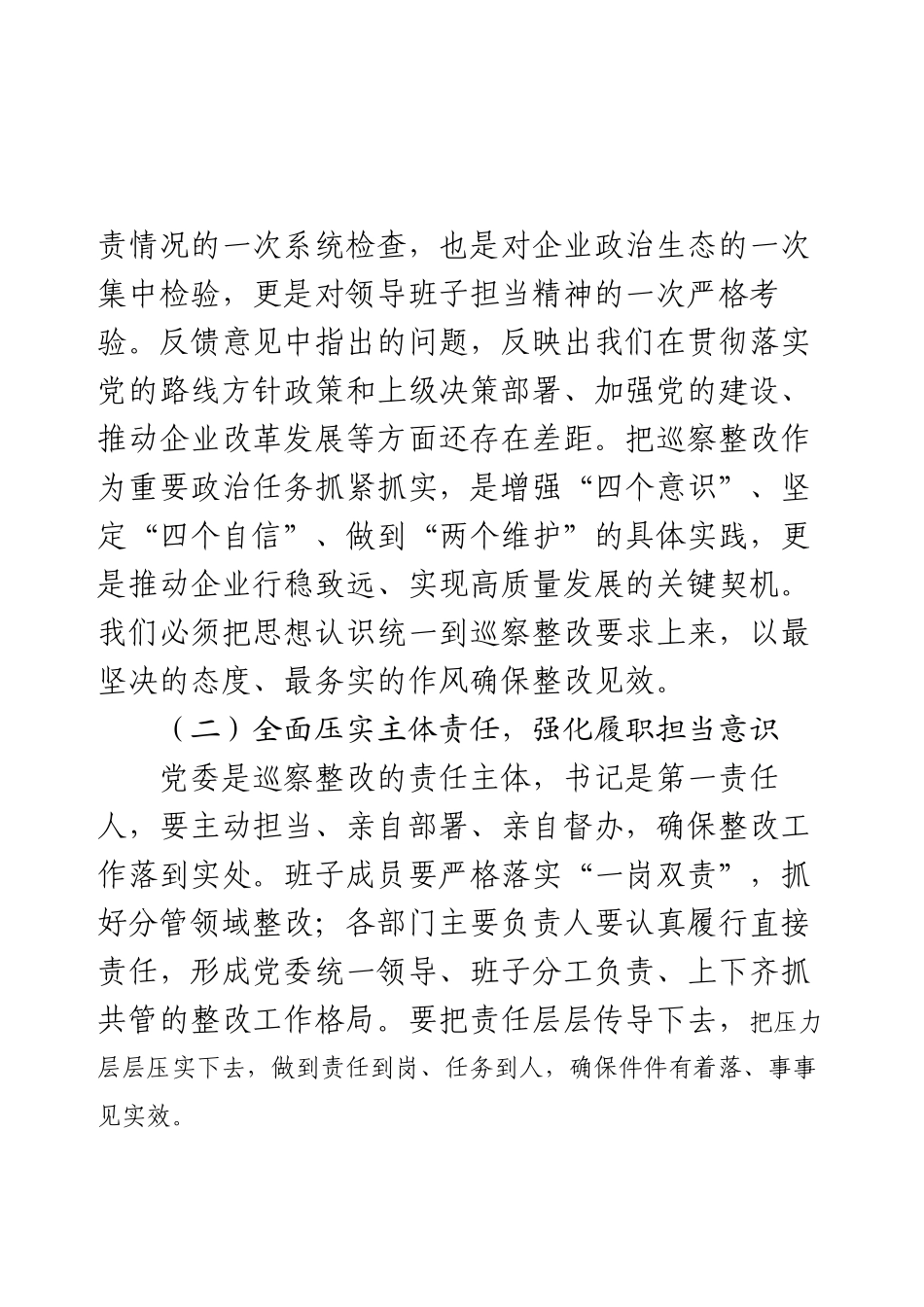 国有企业党委书记在巡察工作反馈会上的表态发言.docx_第2页