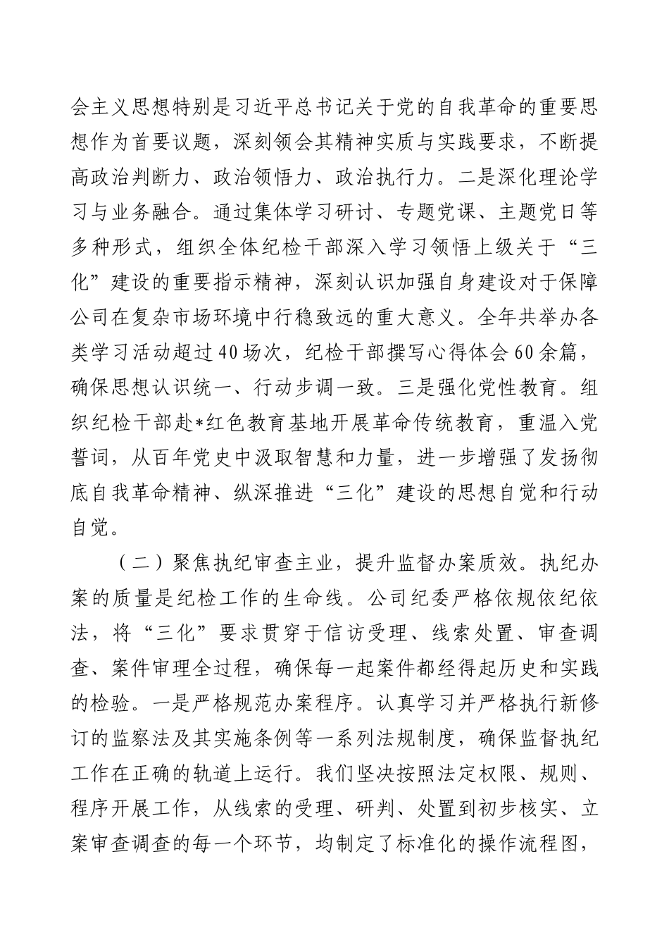 公司纪委2025年度“三化”建设年行动工作总结.docx_第2页